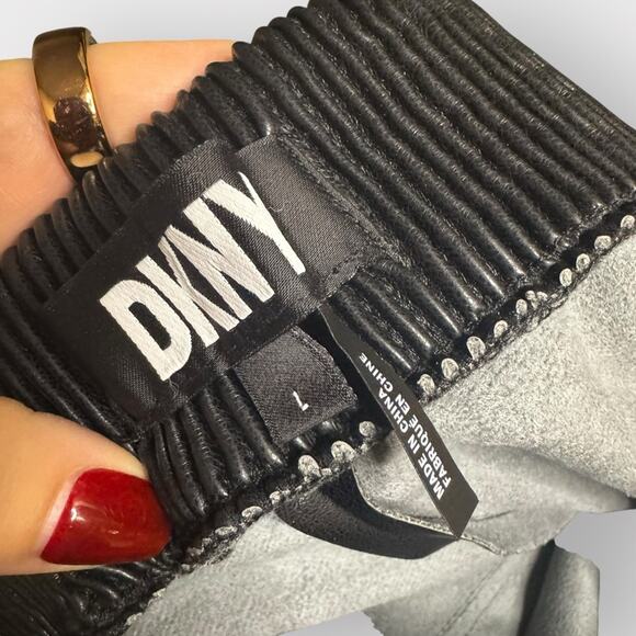 NEW DKNY Faux Leather High Rise Taper Leg Pants - Picture 5 of 9